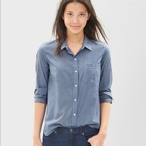 Women's Blue Button-Up Shirt